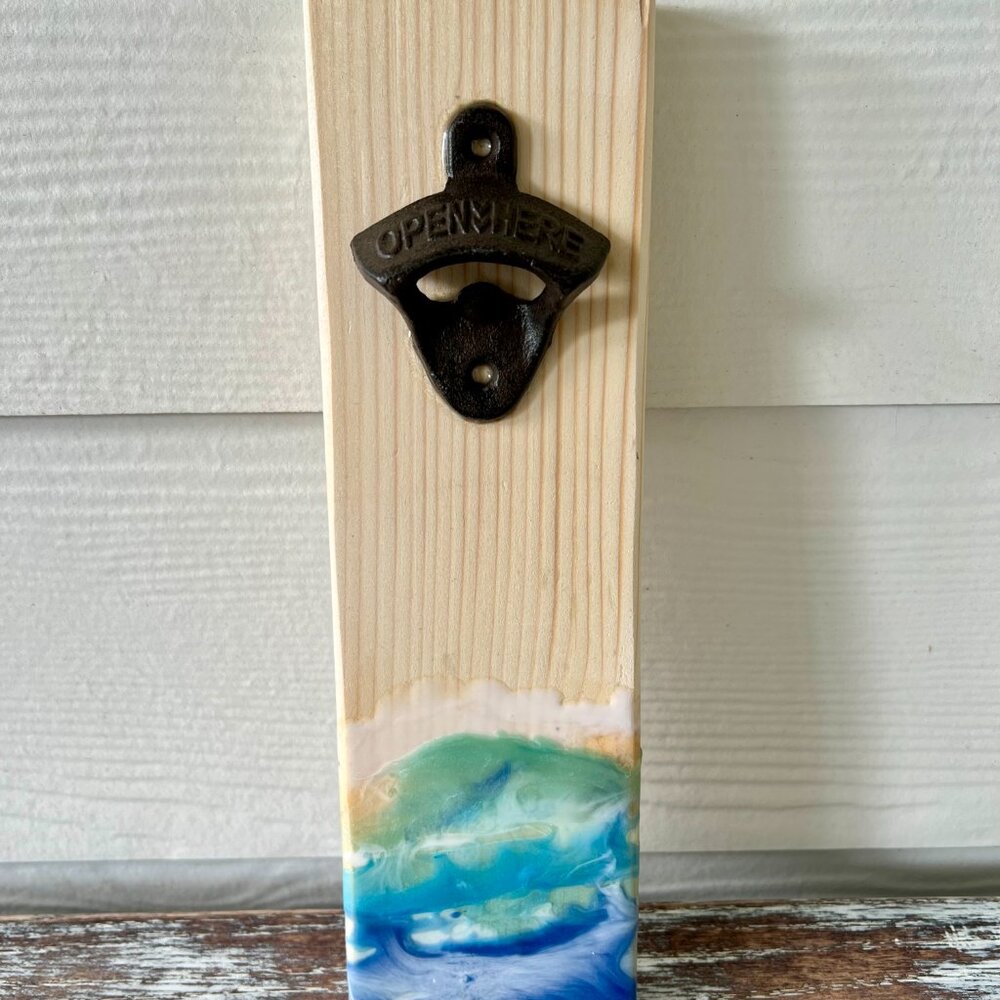 Ocean Waves Resin Bottle Opener Bar Wall Sign Decor Beer Bottle Opener Beach - Picture 2 of 2